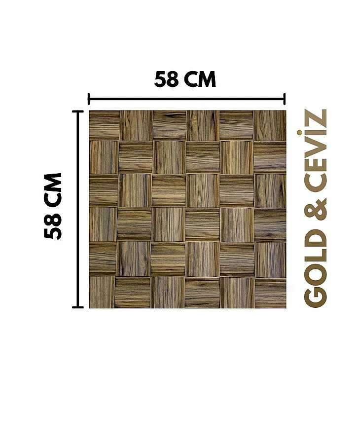 3D Akustik Doğal Ahşap Panel - Gold Ceviz