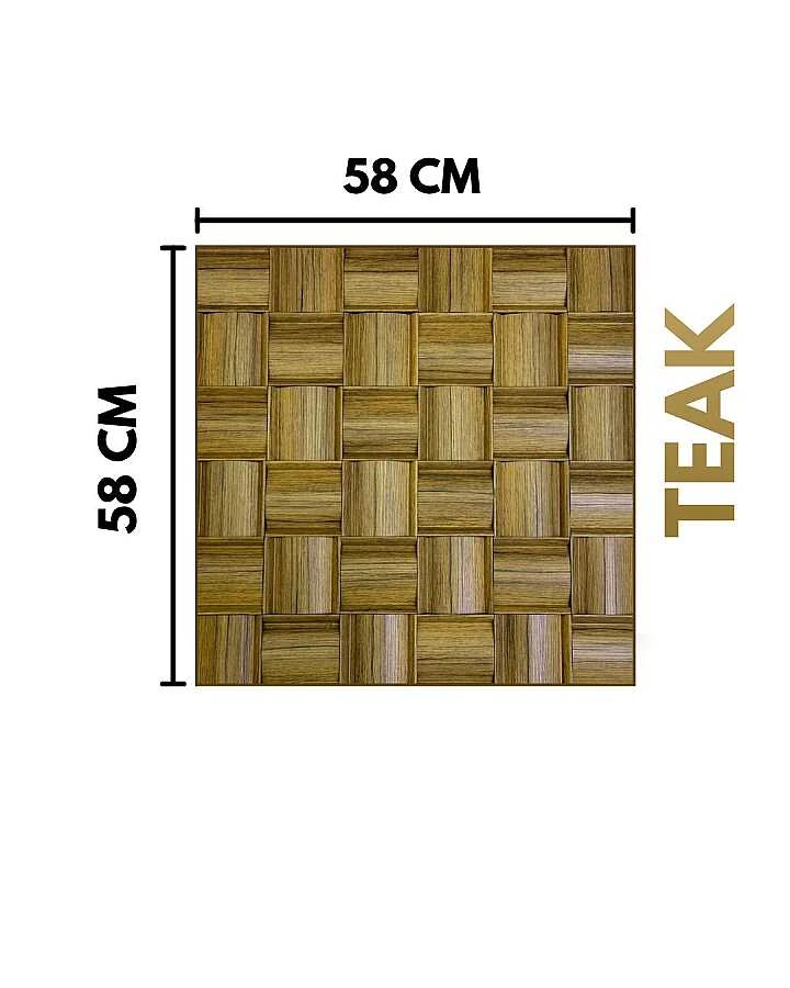 3D Akustik Doğal Ahşap Panel - Teak